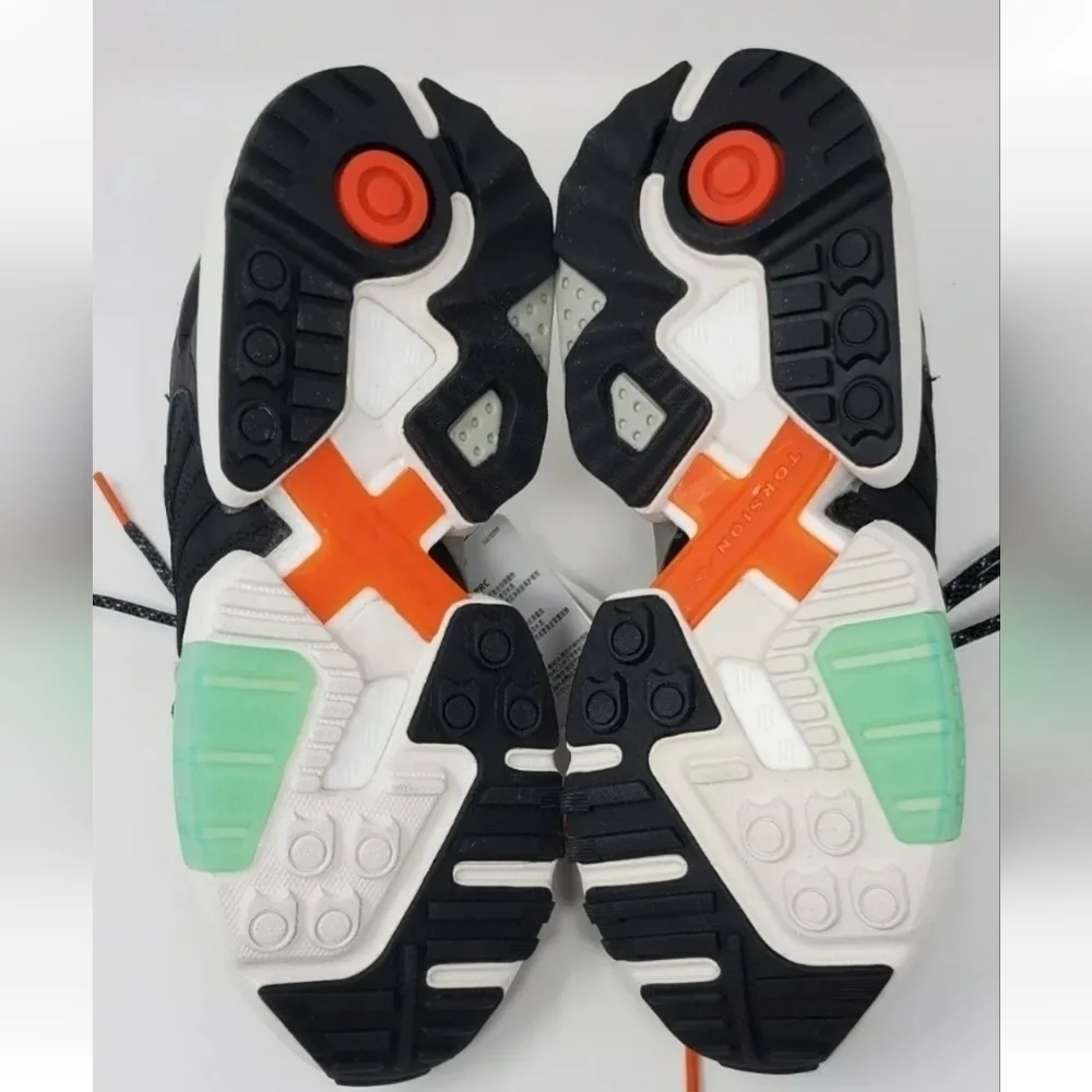 Adidas ZX Torison Men's Size 5 EE5553 Core Black Orange Bold Green Sneakers New